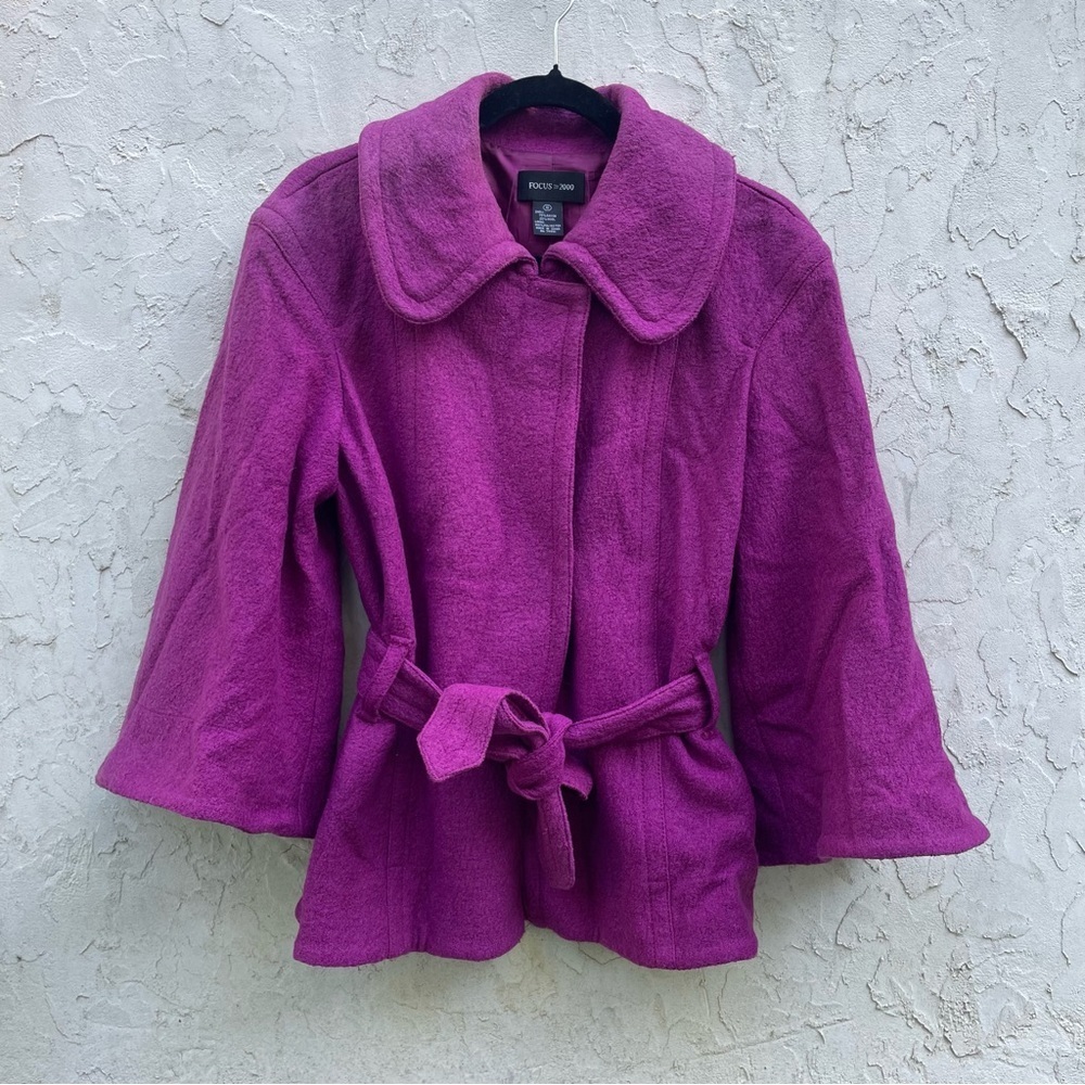 Focus 2000 wool blend jacket 3/4 bell sleeves size 10
